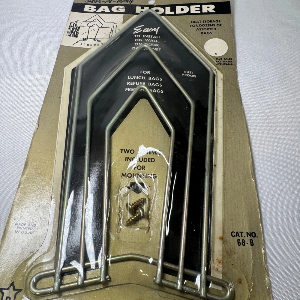 Vintage Stor-A-Way Bag Holder Rich Household Product 68-B Wall Mount Made in USA